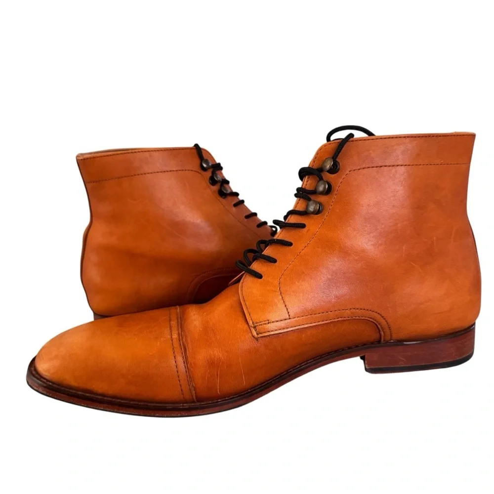 3DM Lifestyle Men's Toecap Derby‎ Boots Tan Leather Lace-Up Boots size 13